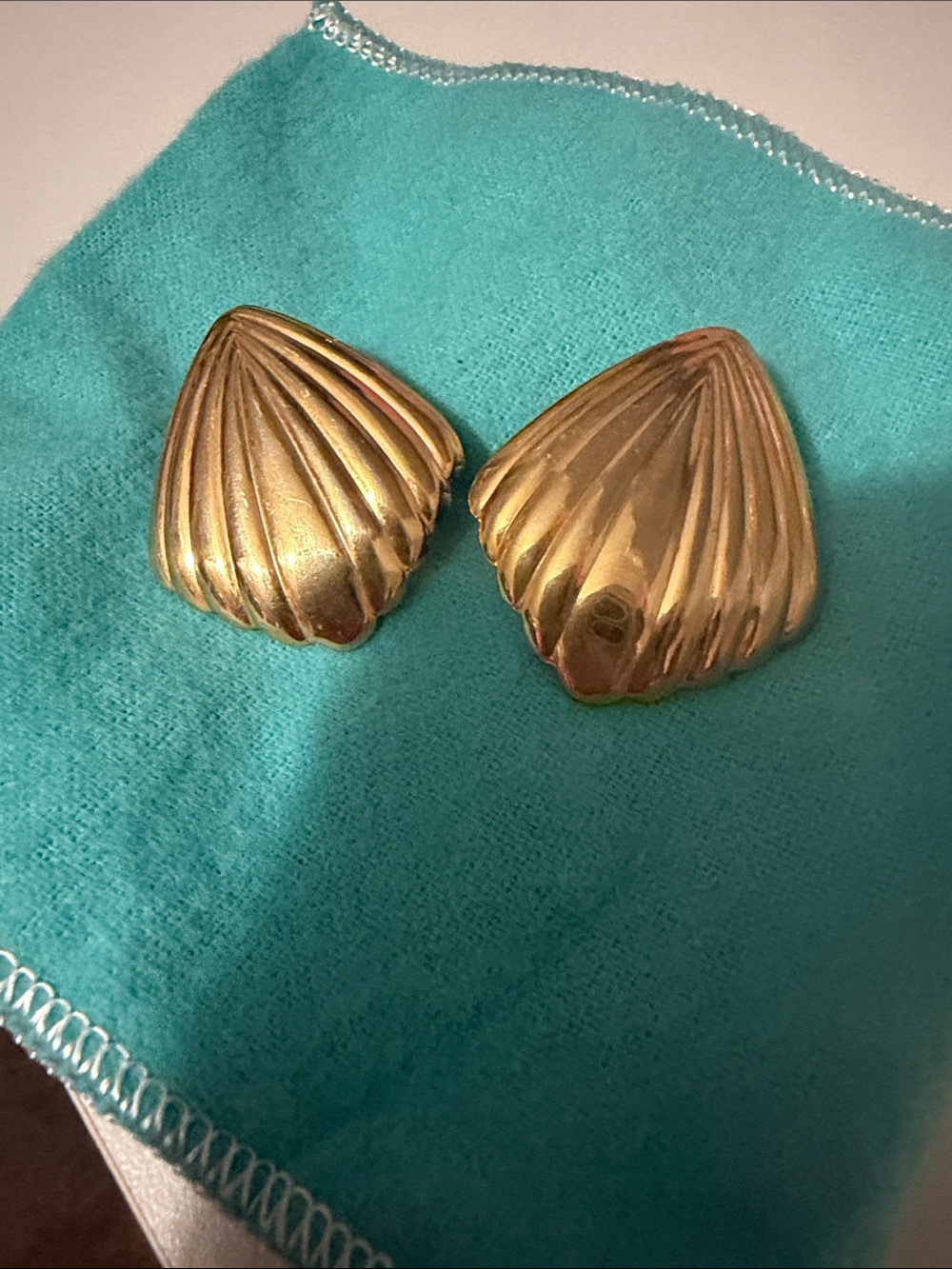 Gold Shell-Style pierced Earrings - Women Jewelry